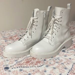 Steve Madden Tornado Combat Boots in White, Size Women’s 8